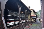 Side view out the window of the excursion train at Port Clinton Station